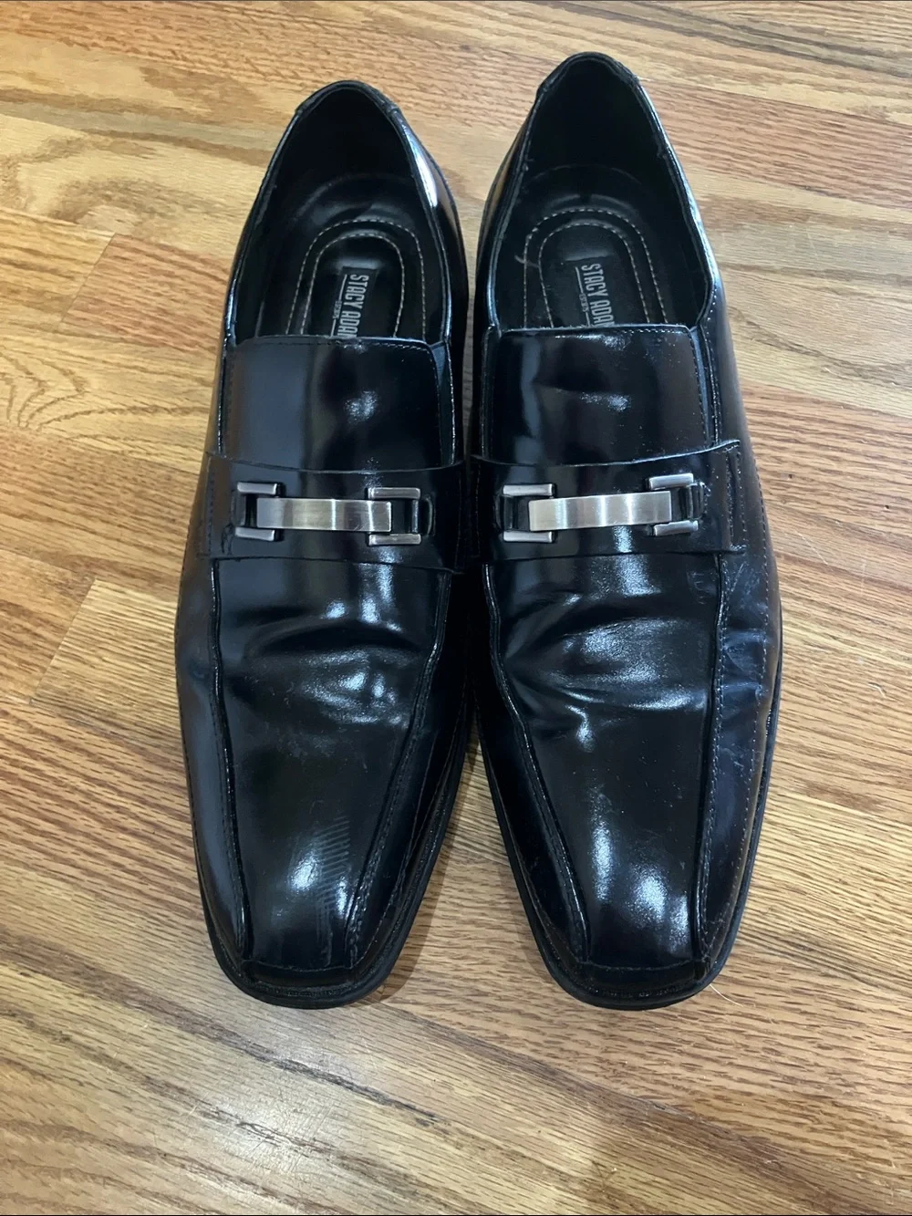 Stacy Adams Men's Black Leather Slip-On Loafers with Silver Bit Worn Once 13M